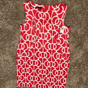 Alyx Sheath Dress Coral Geometric Dot Print Sleeveless Size 14W